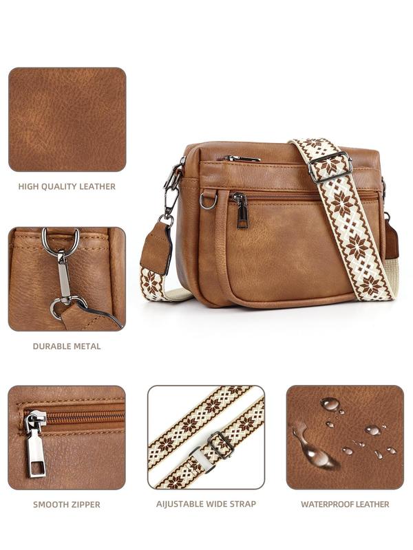 Women's Fashionable Crossbody Bag, Casual PU Leather Zipper Shoulder Bag for Daily Used, Trendy Versatile High-quality Daily Commuting Bag