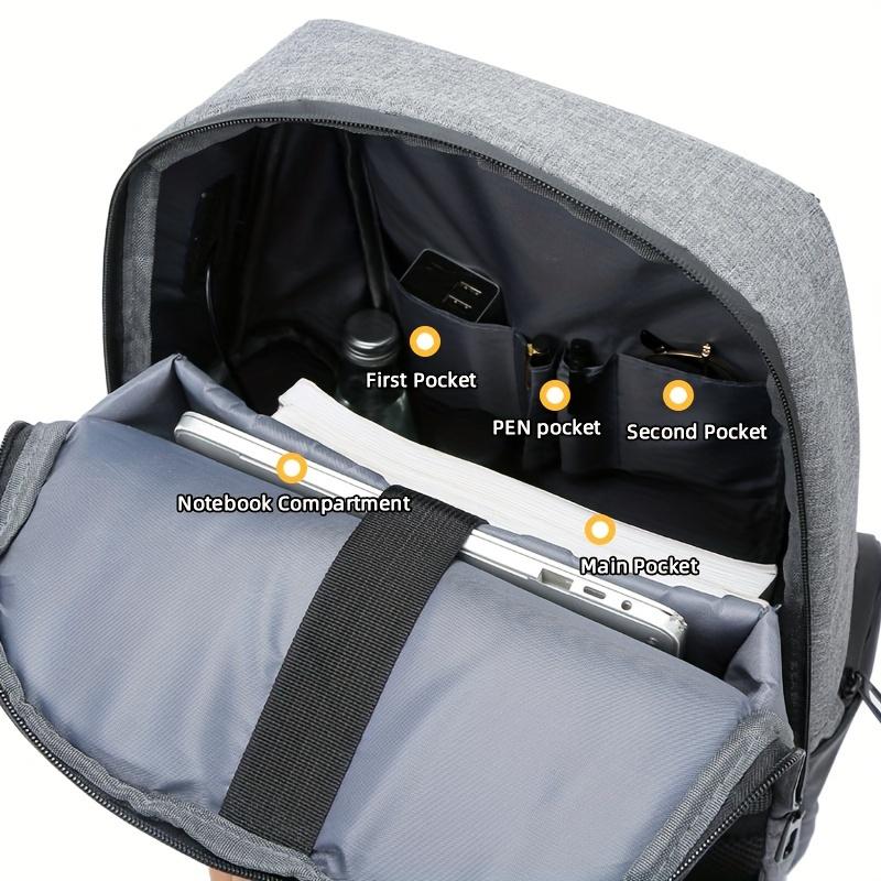 Fast shipping，Anti-Theft Oxford Men'S Sports Backpack with USB Charging Port - Business Commuter Travel Bag, Durable Water-Resistant College School Bookbag for Outdoors, No Wash, ≤36V Operation, Plain Design
