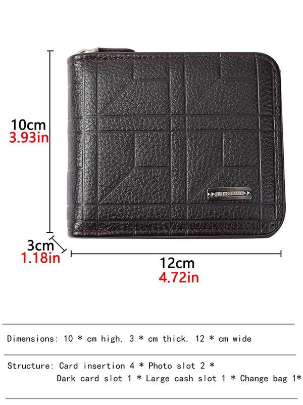 Men's Simple Plain Pu Zipper Wallet, Business Casual Card Holder for Men, Casual Trendy Versatile High-quality Daily Wallet