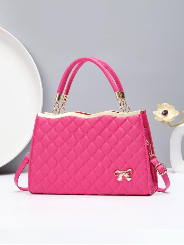 Women's Elegant Quilted Handbag, Fashionable Solid Color Shoulder Bag for Daily Used, Casual Trendy Versatile High-quality Daily Commuting Bag
