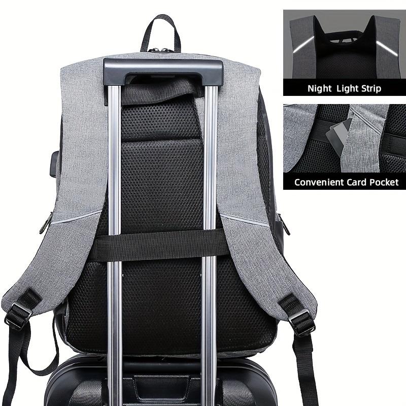 Fast shipping，Anti-Theft Oxford Men'S Sports Backpack with USB Charging Port - Business Commuter Travel Bag, Durable Water-Resistant College School Bookbag for Outdoors, No Wash, ≤36V Operation, Plain Design