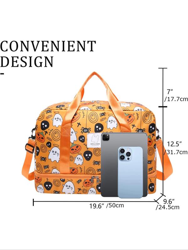 Bat Pattern Travel Bag, Large Capacity Travel Bag with Shoe Compartment, Lightweight Carry on Luggage Bag for Sports Gym, Yoga Handbag