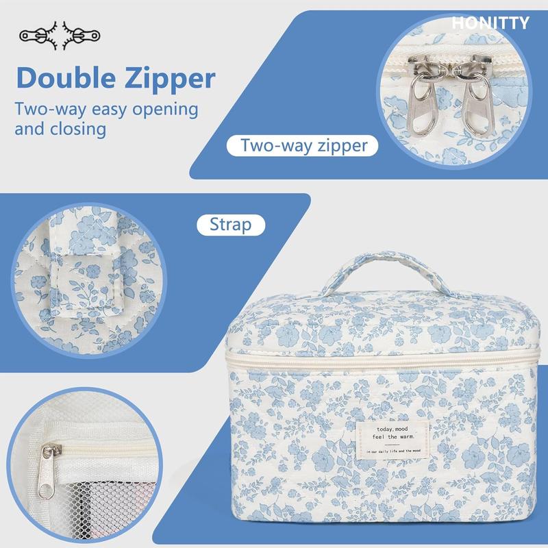 Floral Pattern Makeup Bag Set, 3 Counts set Large Capacity Cosmetic Storage Bag, Portable Travel Toiletry Bag, Zipper Makeup Organizer Pouch