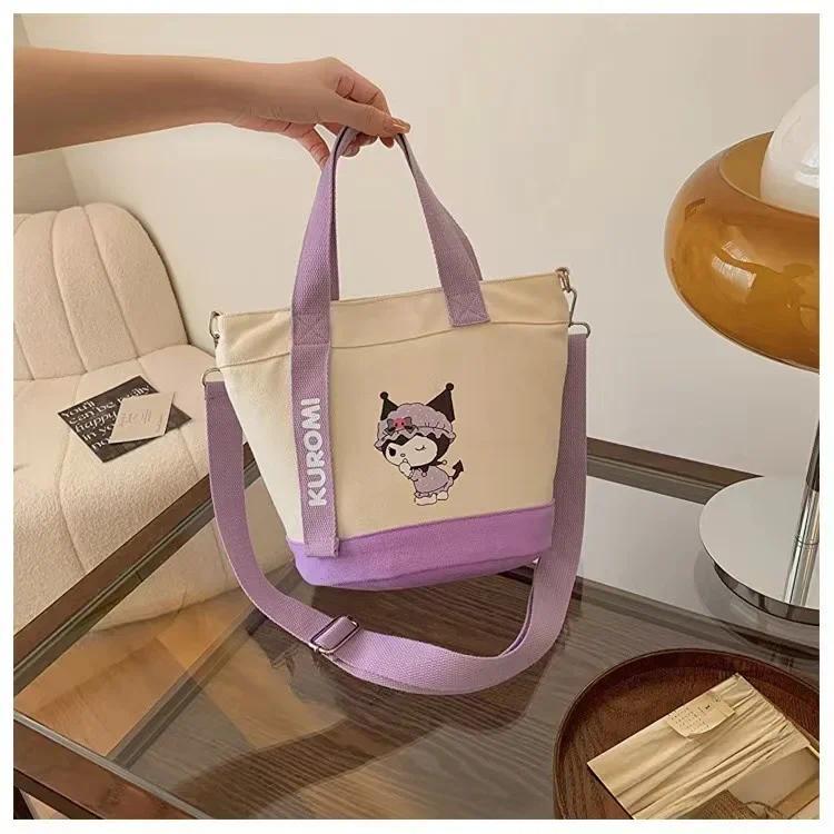 Sanrio Series Hello Kitt Canvas Handbag Fashionable Durable Suitable Single Shoulder Bag Delicate Large Capacity Canvas Tote Bag