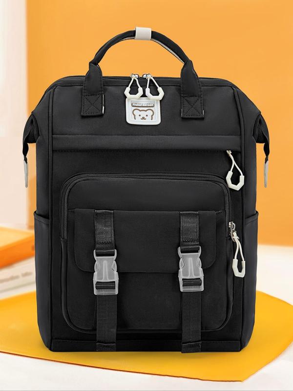 Fashion Letters Label Backpack, Large Capacity Backpack, Multi-functional Backpack for Women & Girls, Casual Trendy Versatile High-quality Daily Commuting Bag