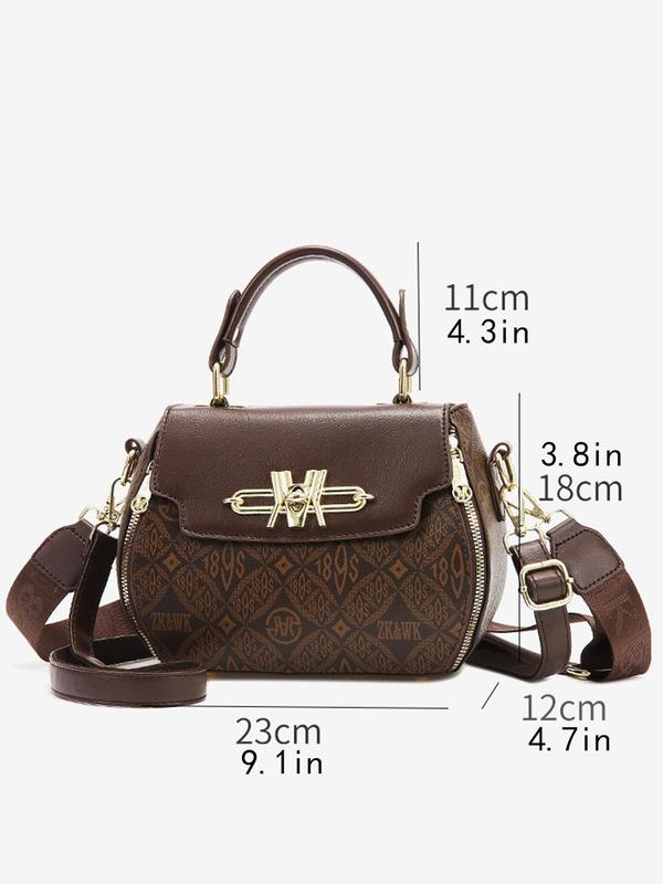 Fashionable Floral Pattern Handbag, Vintage Pu Leather Crossbody Bag for Women, Casual Trendy Versatile High-quality Daily Commuting Bag, Girl Fashionable Shopping Bag