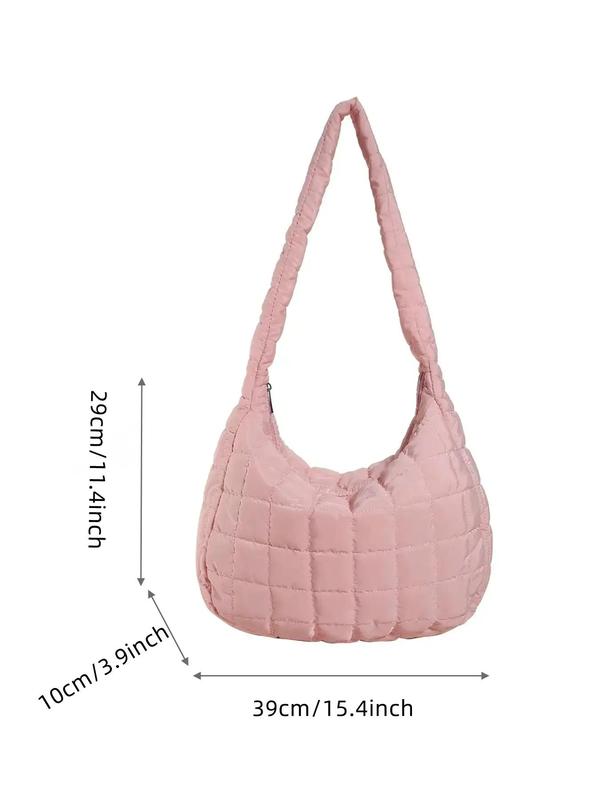 Women's Solid Color Quilted Puffer Crossbody Bag, Fashionable Large Capacity Shoulder Bag for Daily Used, Trendy All-match Commuter Bag for Teen Girl Women College Student