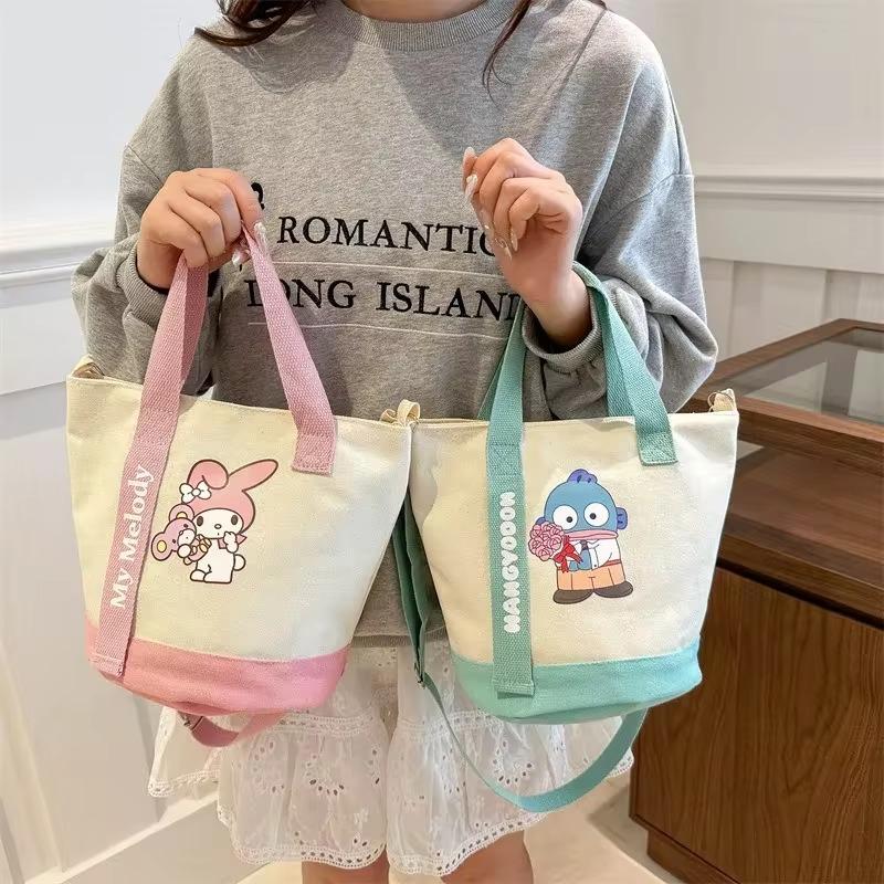 Sanrio Series Hello Kitt Canvas Handbag Fashionable Durable Suitable Single Shoulder Bag Delicate Large Capacity Canvas Tote Bag