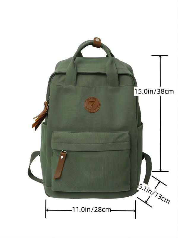 Fashionable Simple Style Plain Color Large Capacity Backpack, Casual Trendy Versatile High-quality Daily Zipper Backpack for High School & College for Women & Men