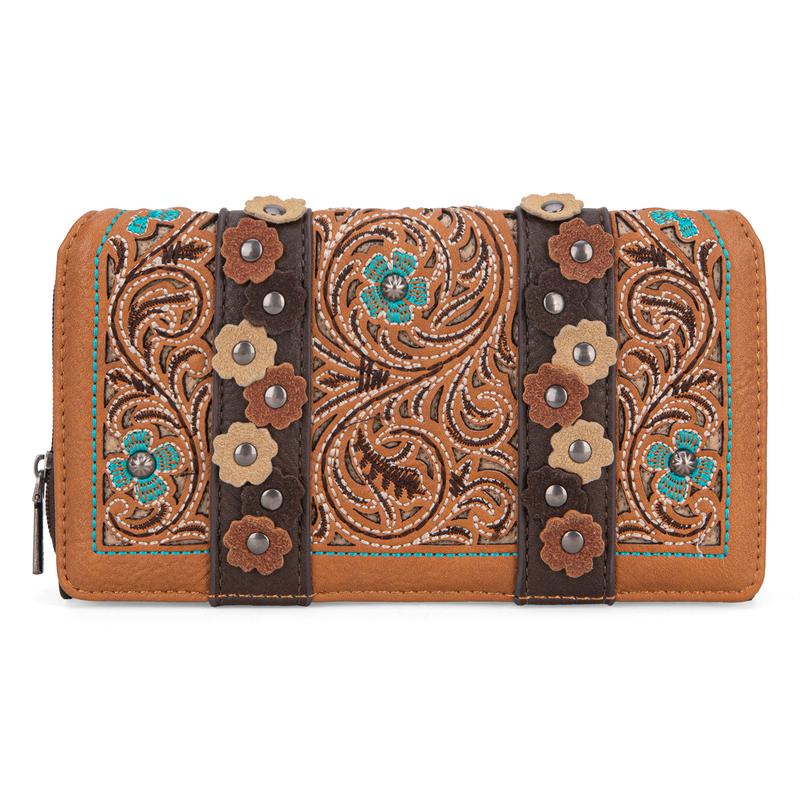 Montana West Embroidered Snap-enclosed Wallet Trifold Credit Card Holder Casual Versatile