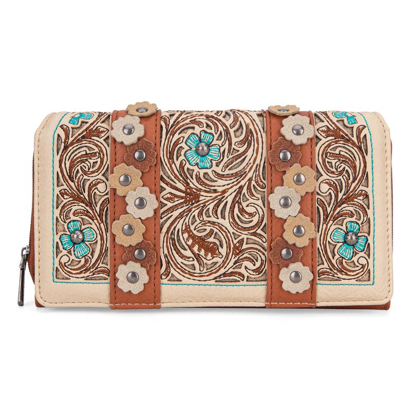 Montana West Embroidered Snap-enclosed Wallet Trifold Credit Card Holder Casual Versatile