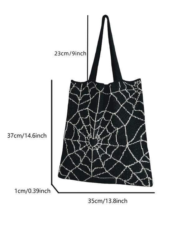 Women's Cute Spider Web Pattern Crochet Shoulder Bag, Fashionable Shoulder Bag for Daily Used, Casual Trendy Versatile High-quality Daily Commuting Bag