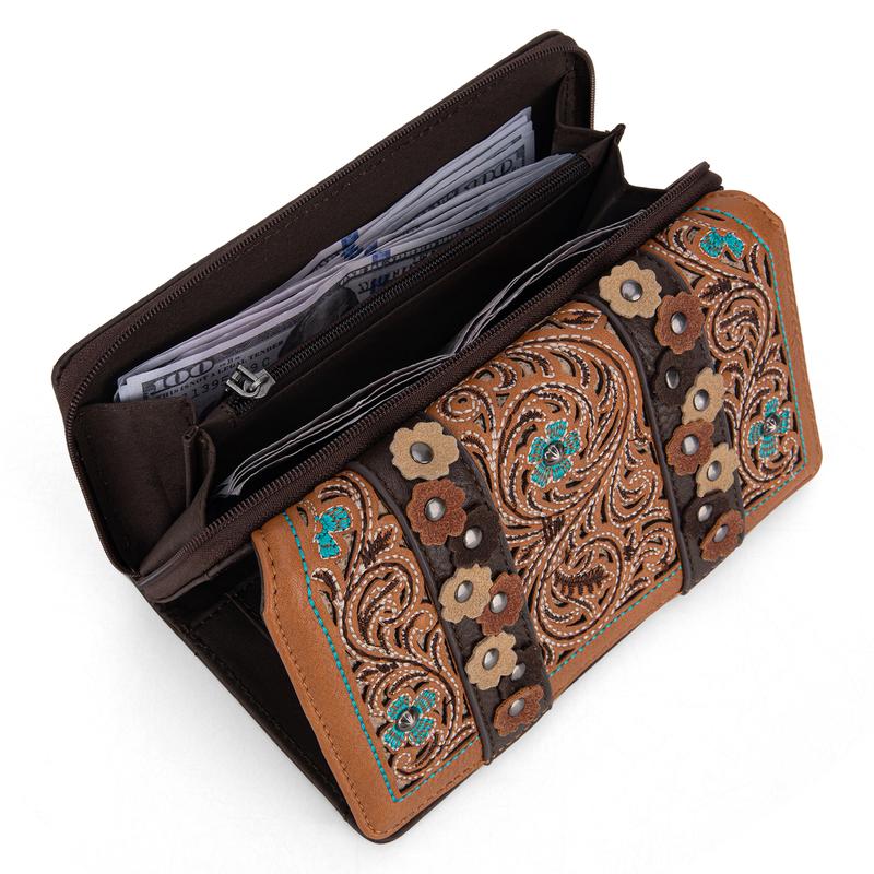 Montana West Embroidered Snap-enclosed Wallet Trifold Credit Card Holder Casual Versatile