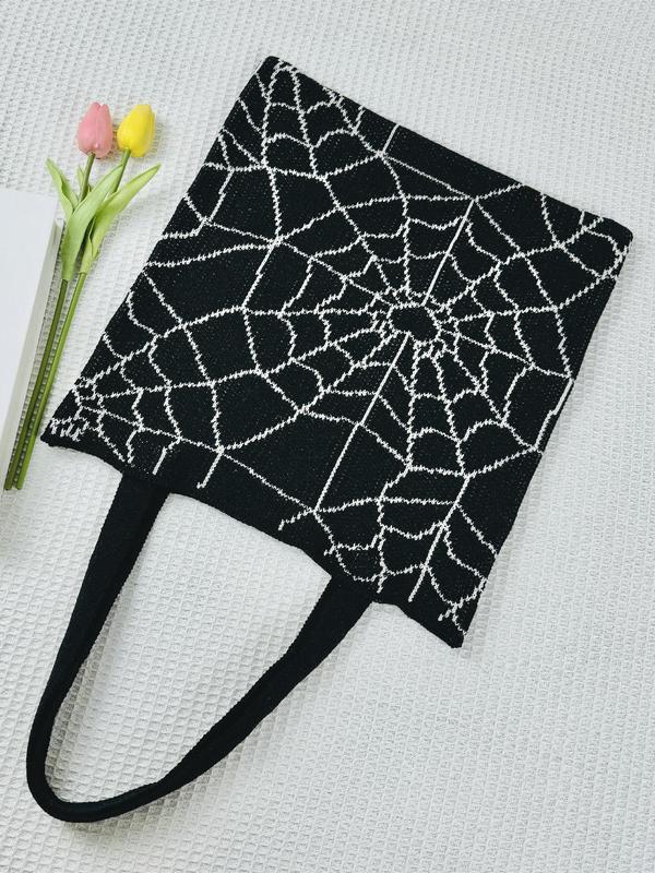 Women's Cute Spider Web Pattern Crochet Shoulder Bag, Fashionable Shoulder Bag for Daily Used, Casual Trendy Versatile High-quality Daily Commuting Bag