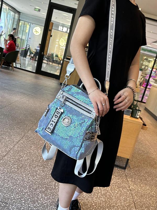 Fashionable Sequin Decorated Backpack, Casual Versatile Large Capacity Backpack for Women, Trendy All-match Commuter Bag for Daily Used