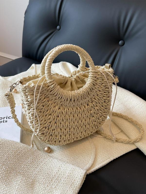 Summer Simple Style Straw Handbag, Casual Trendy Crossbody Bag for Women for Summer Vacation, Fashionable Boho Style Beach Bag for Summer Daily Use, Fall Outfits, Earthtone Fall Freshness