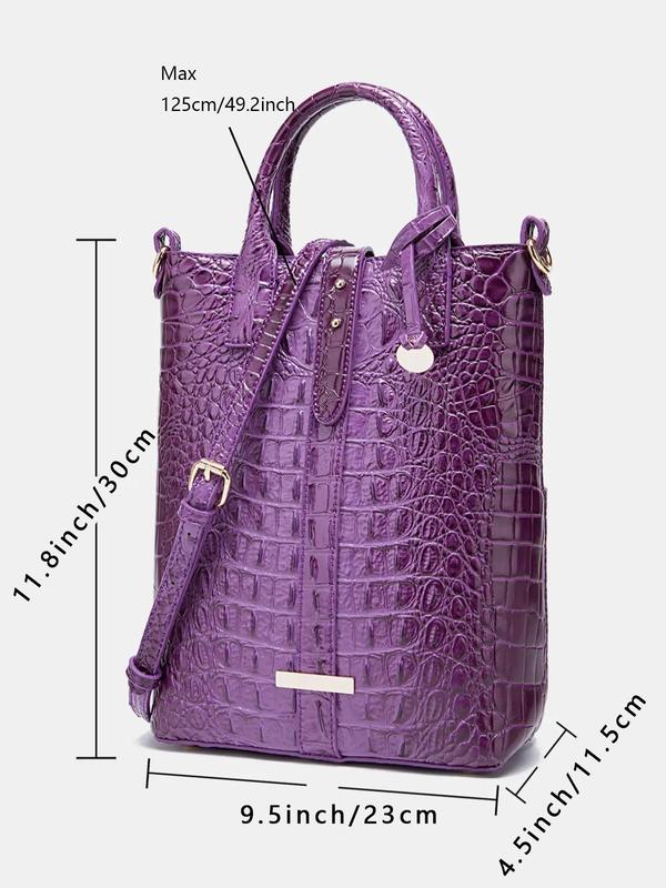 Women's Fashion Crocodile Embossed Handbag & Wallet, Casual Versatile Shoulder Bag Set for Women, Trendy All-match Bag Set for Daily Use