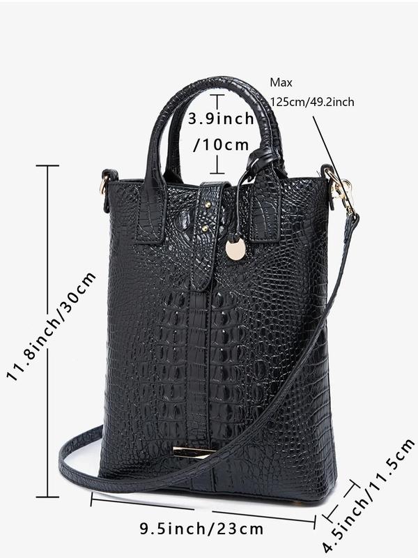 Women's Fashion Crocodile Embossed Handbag & Wallet, Casual Versatile Shoulder Bag Set for Women, Trendy All-match Bag Set for Daily Use