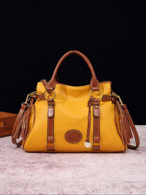 Women's Fashionable Simple Color Tote Bag, Gifts for Girlfriend, Tote Bags for School Large Capacity Tote Work Bag for Women & Men, Retro Tote Bag for Commuters & Students for Daily Use