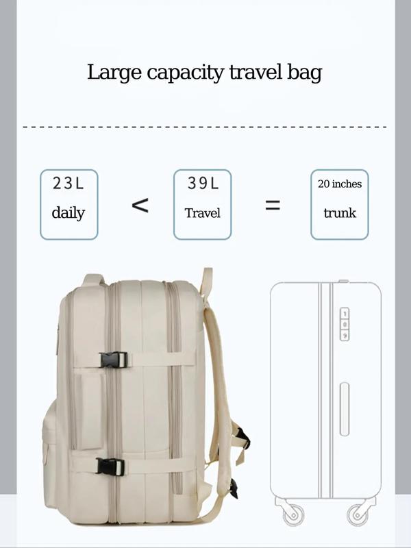 Women's Simple Style Plain Color Backpack with USB Port Design, Casual Trendy Large Capacity Backpack, Fashionable Backpack for Daily Use