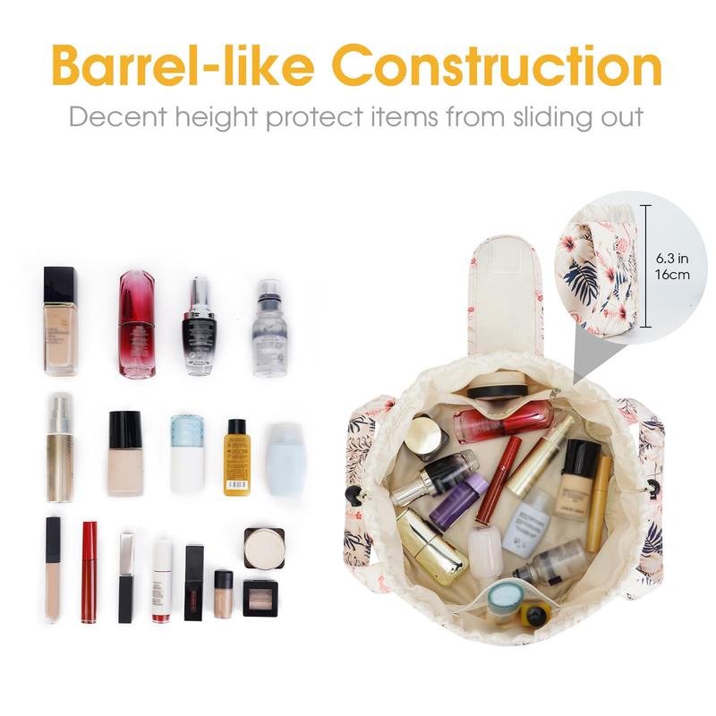 Barrel Drawstring Makeup Bag Large Cosmetic Bag Make up Bags Toiletry Organizer for Women
