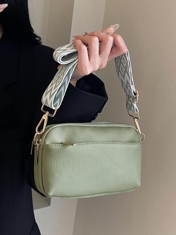 Women's Elegant Chevron Pattern Crossbody Bag, Fashionable PU Leather Zipper Shoulder Bag for Daily Used, Casual Trendy Versatile High-quality Daily Commuting Bag