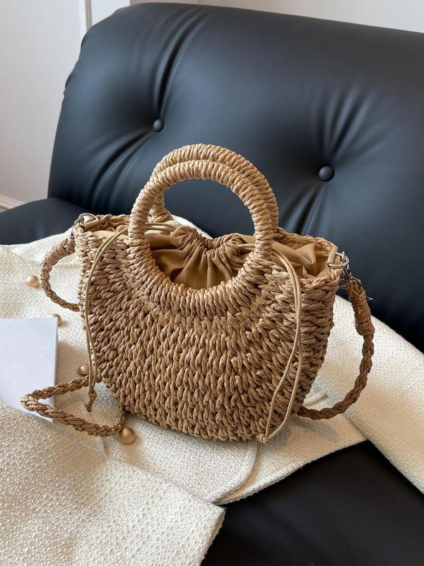 Summer Simple Style Straw Handbag, Casual Trendy Crossbody Bag for Women for Summer Vacation, Fashionable Boho Style Beach Bag for Summer Daily Use, Fall Outfits, Earthtone Fall Freshness