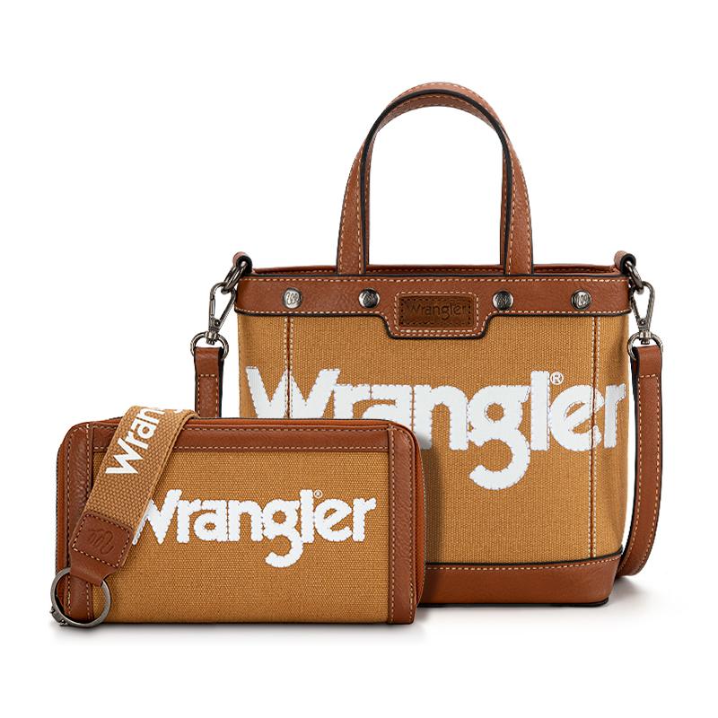 Wrangler Canvas Tote Bag & Crossbody Bag with Top Handle & Clutch Bag Set