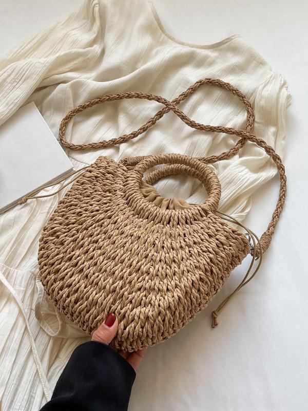 Summer Simple Style Straw Handbag, Casual Trendy Crossbody Bag for Women for Summer Vacation, Fashionable Boho Style Beach Bag for Summer Daily Use, Fall Outfits, Earthtone Fall Freshness