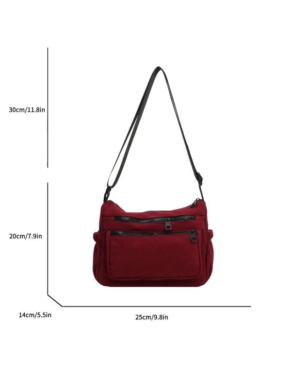 Women's  Casual Solid Color Crossbody Bag, 2024 New Style Fashionable Zipper Messenger Bag for Daily Used, Trendy All-match Bag for Commute