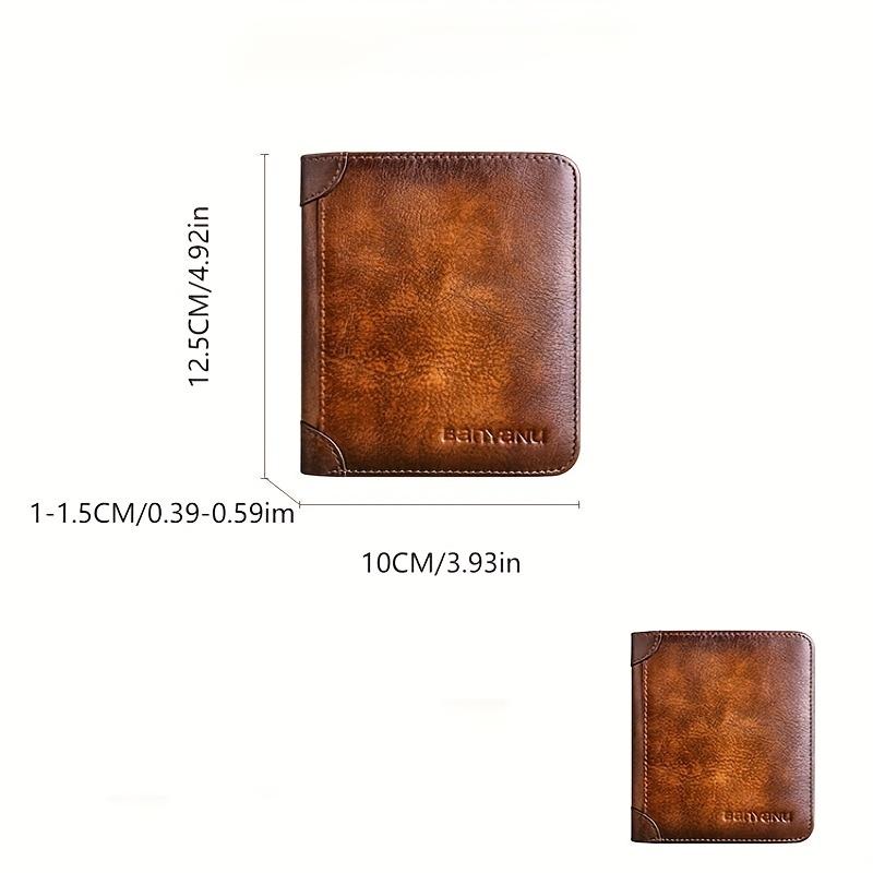 Men's Wallet RFID Anti-Theft Swiping Ultra-Thin Top Layer Cowhide Short Leather Wallet, Gift for Father