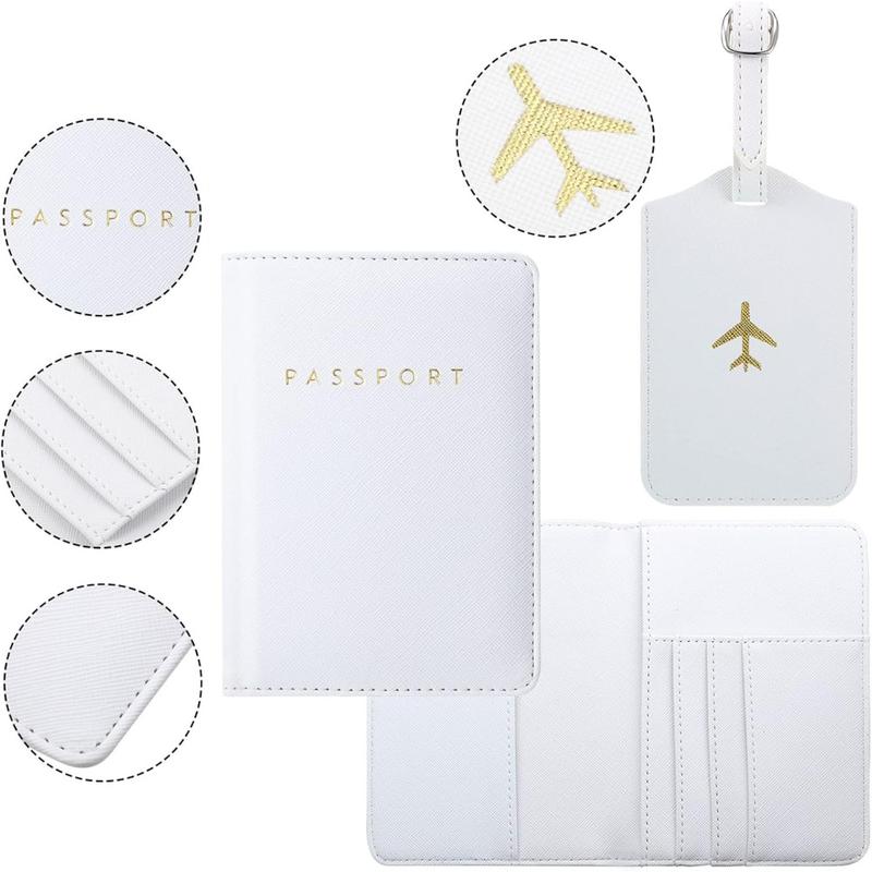 2 Pieces Passport Covers and 2 Pieces Luggage Tags, Passport Holder Travel Suitcase Tag