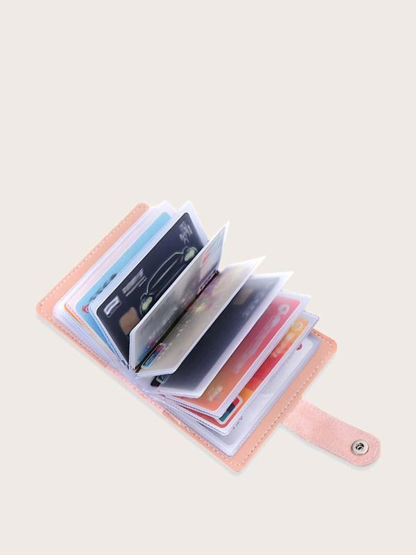 Women's Simple Plain Fashion Buckle Card Holder, 24 Card Slots Multifunctional Short Wallet, with RFID Blocking Function