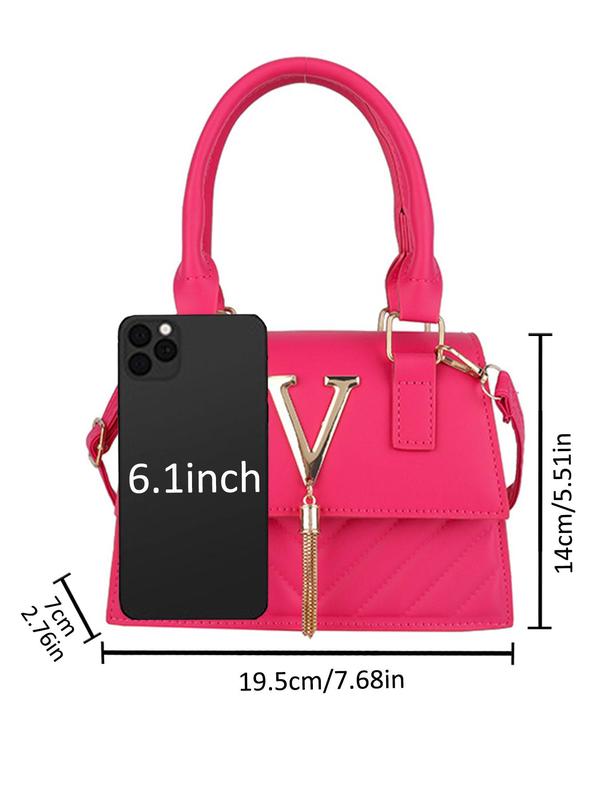 Women's Solid Color Quilted Handbag, Fashionable PU Leather Crossbody Bag for Daily Used, Casual Trendy Versatile High-quality Daily Commuting Bag