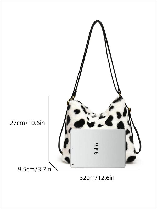 Fashion Leopard Pattern Plush Crossbody Bag, Casual Soft Shoulder Bag for Women, Trendy Versatile High-quality Daily Commuting Bag, Girl Fashionable Shopping Bag