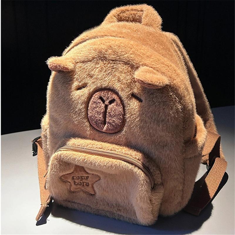 Cute Capybara Backpack Multifunction Plush Bookbag Kawaii Capybara Animals Backpacks Casual Bag -11.4