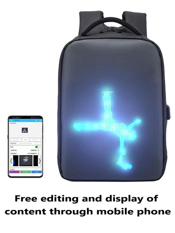 LED Display Creative Backpack, Fashionable Backpack with USB Charging Port, Travel Backpack, Suitable for Cycling, Festivals, Gifts