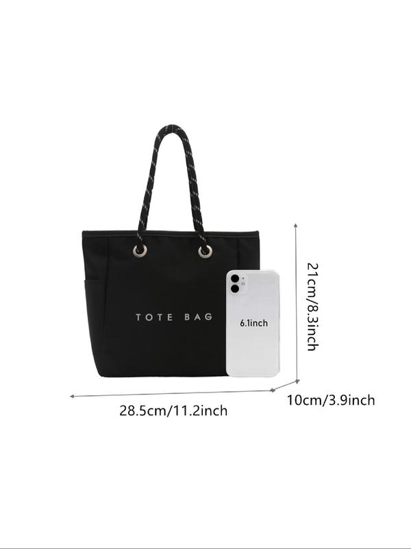 Minimalist Letter Pattern Tote Bag, Casual Versatile Fashion Large Capacity Handbag for Women, Simple All-match Shoulder Bag for Daily Life