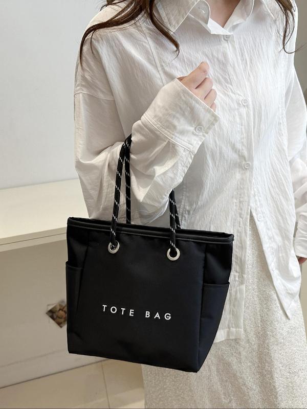 Minimalist Letter Pattern Tote Bag, Casual Versatile Fashion Large Capacity Handbag for Women, Simple All-match Shoulder Bag for Daily Life