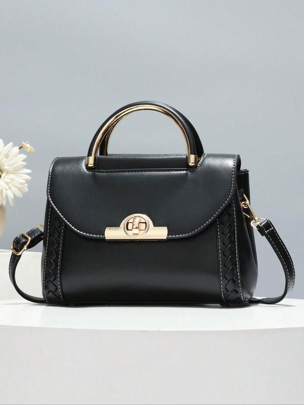 Women's Elegant Plain Pu Leather Handbag, Classic Single Shoulder Handbag, Fashionable Handbag, Suitable for Women, Newcomers and White-collar Workers