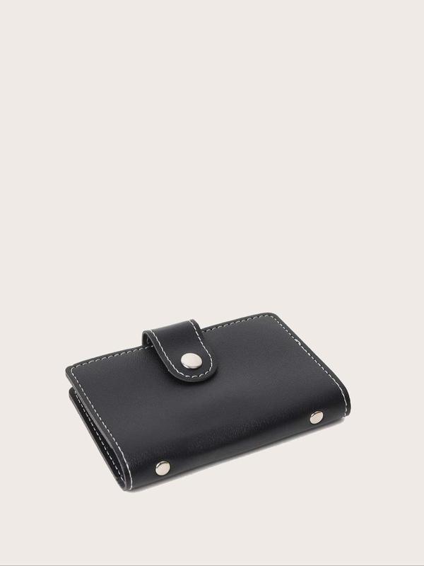 Women's Simple Plain Fashion Buckle Card Holder, 24 Card Slots Multifunctional Short Wallet, with RFID Blocking Function