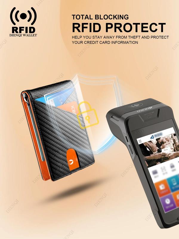 Men's Business Minimalist Wallet, with Card Slots & Money Clip, Rfid Blocking Card Holder, Portable Card Holder for Men