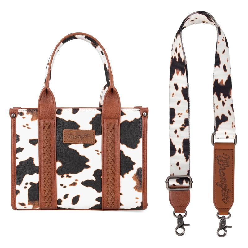 Live Exclusive Wrangler Cow Print Concealed Carry Tote Crossbody Bag and Matching Cow Print Wristlet Wallet SET