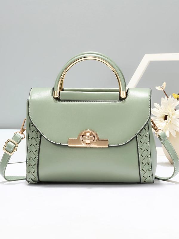 Women's Elegant Plain Pu Leather Handbag, Classic Single Shoulder Handbag, Fashionable Handbag, Suitable for Women, Newcomers and White-collar Workers