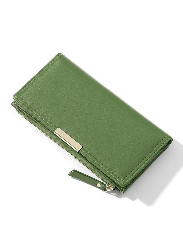 Women's Solid Color Long Wallet, Fashionable PU Leather Zipper Wallet for Daily Used, Casual Trendy Versatile High-quality Daily Wallet