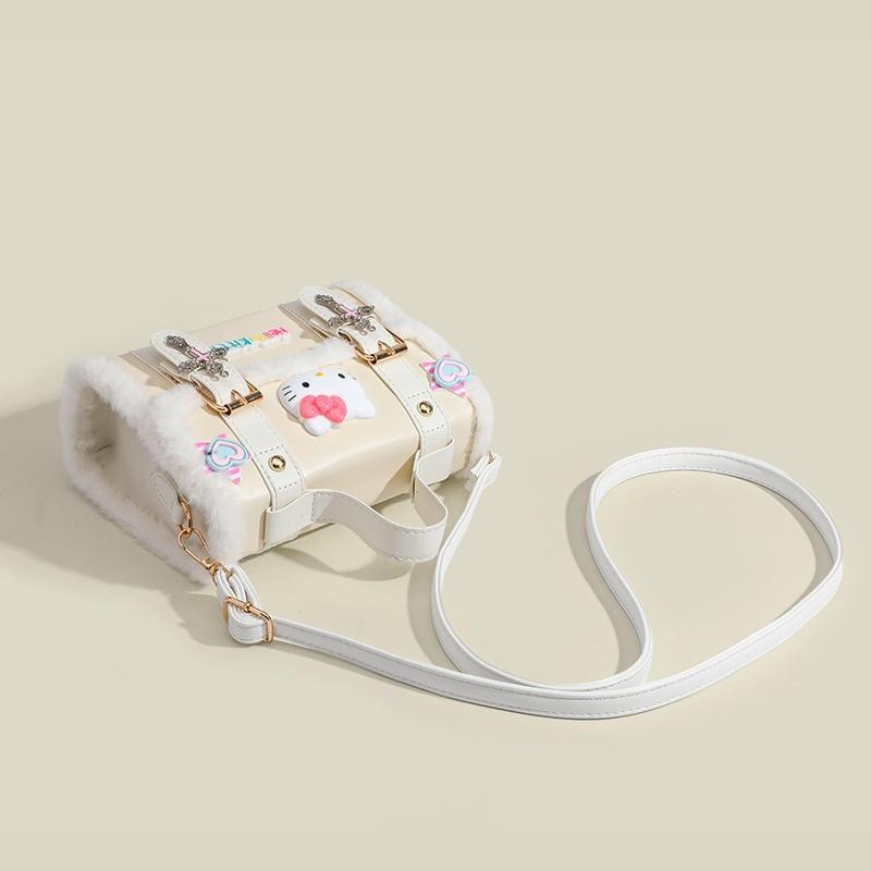 Women's Cute Cartoon Hello Kitty Design Crossbody Bag, 1 Count Fashionable Plush Shoulder Bag for Daily Used, Casual Trendy Versatile Daily Commuting Bag