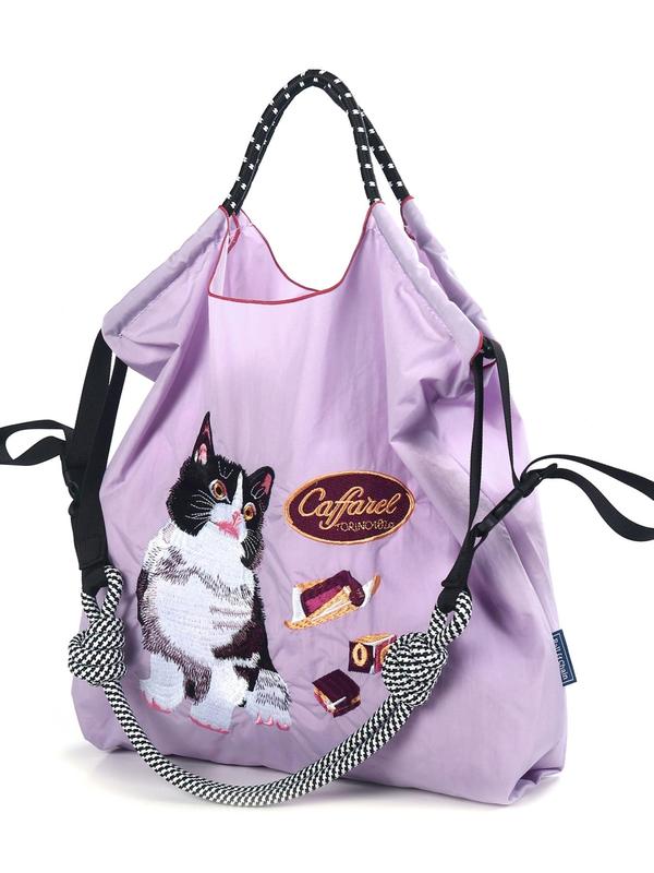 Fashion Cat Embroidery Tote Bag, Casual Versatile Shoulder Bag for Women, Trendy All-match Bag for Daily Use