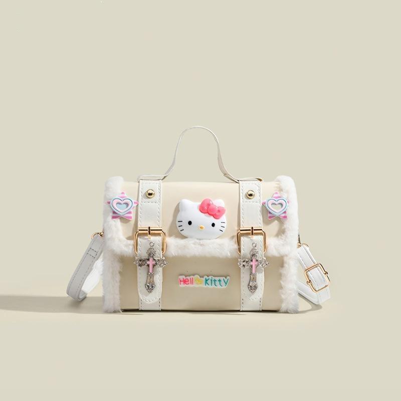 Women's Cute Cartoon Hello Kitty Design Crossbody Bag, 1 Count Fashionable Plush Shoulder Bag for Daily Used, Casual Trendy Versatile Daily Commuting Bag