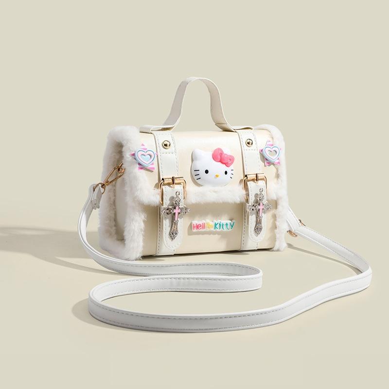 Women's Cute Cartoon Hello Kitty Design Crossbody Bag, 1 Count Fashionable Plush Shoulder Bag for Daily Used, Casual Trendy Versatile Daily Commuting Bag