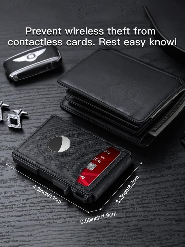 Men's Business Fashion RFID Blocking Ultra Thin Bifold Wallet with Card Slots, Simple Style Plain Color Card Holder, Casual Trendy Wallet for Work & Daily Use